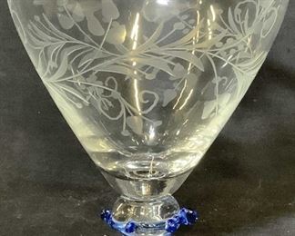 Etched Laurel Art Glass Decanter w/ Stopper