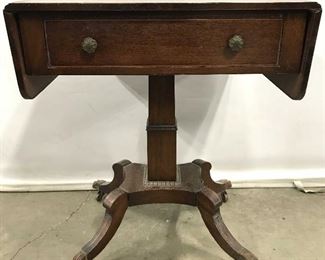 Vintage Wooden Drop Leaf Table On Casters