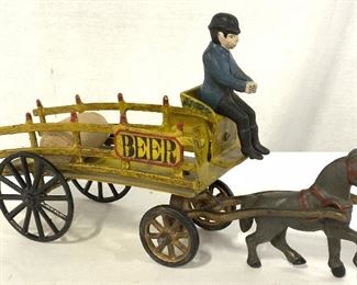 Collectible Cast Iron FOLK ART Beer Wagon Figural
