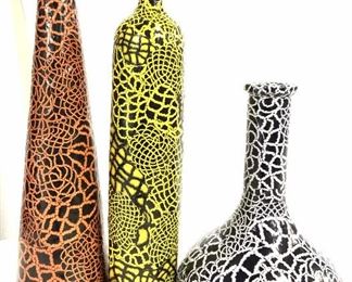 Set 3 Artisan Handcrafted Textured Ceramic Vases