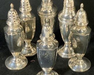 Set 6 Sterling Silver Salt & Pepper Shakers