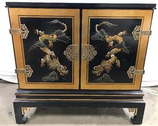 Vintage Lacquered Wooden Asian Cabinet