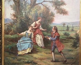 Signed Oil on Board 18th Cen. Style Painting