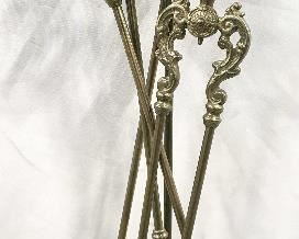 Set 5 Vintage Brass Fireplace Tools