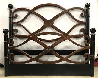 Set 2 Carved Wooden Head & Footboard