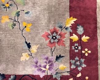 Vintage Handmade Chinese Art Deco Wool Pile Rug