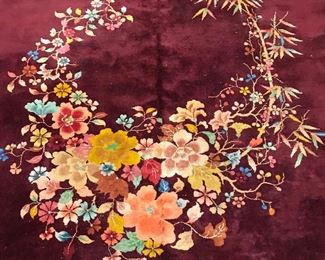 Vintage Handmade Chinese Art Deco Wool Pile Rug