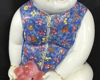 Vintage Hand Painted Asian Porcelain Baby Statue