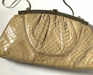 JUDITH LEIBER Vintage Beige Snakeskin Purse