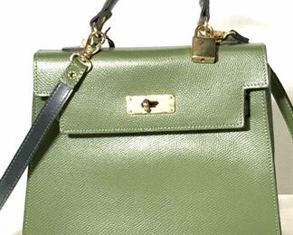 FOCUS Green Leather Purse, France