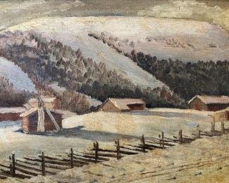 SAM HYDE HARRIS Signed Winter Scene Oil Painting