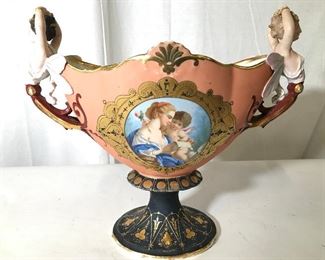 Hand Painted French Pedestaled Porcelain Vessel