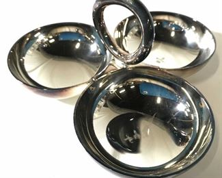 CHRISTOFLE Vertigo 3 Part Appetizer Dish W Handle