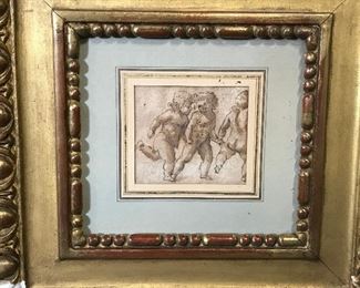 16th Cen. Original Frame & Ink Italian Drawing