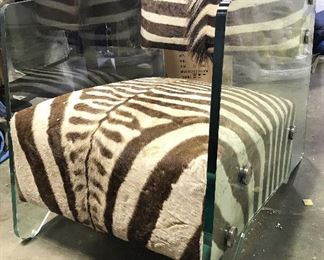 Custom Animal Hide Glass Arm Chair