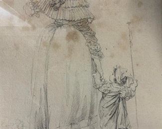 CHARLES-ETIENNE LEGUAY Woman & Child Drawing