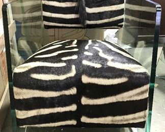 Custom Animal Hide Glass Arm Chair