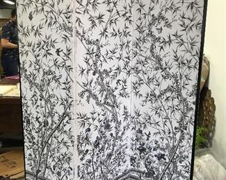 Signed Hand Painted Room Divider Screen