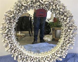 Coral Framed Circular Mirror