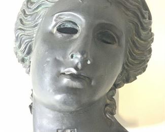 Painted Stone Bust Sculpture of Goddess Anahita