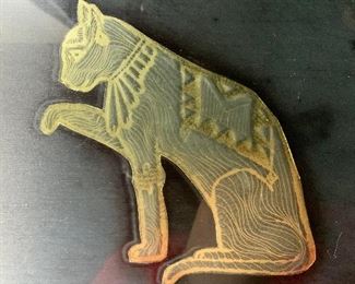 R MILLOY Signed Golden Cats II Foil Lmt Lithograph