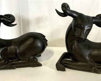 Pair Metal Animal Sculptures
