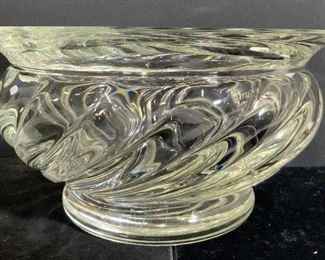Signed Clear Art Glass Centerpiece Bowl