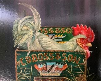 BILL CONNER Signed Oil Painting, Seated Rooster