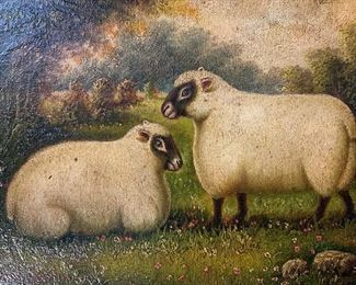 S RAYDER Signed Oil Painting, Two Sheep