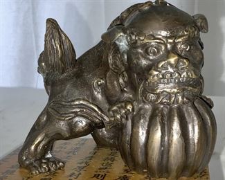 Signed Collectible Bronze FOO DOG Statue
