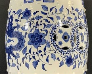 Asian Blue & White Porcelain Garden Stool