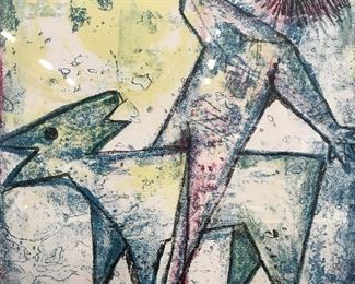 LEVY SHLOMO Signed Ltd Ed Primitive Abstract Litho