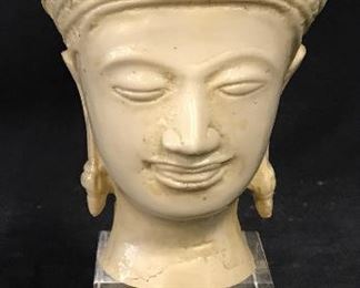 CAPITEL Bone Buddha Head & Lucite Cube Base, Spain