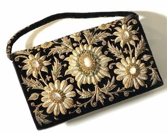 ZARI Handmade Velvet Moon Stone Emerald Purse