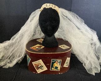 Vintage BORSALINO Wedding Veil & Garter