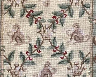 Signed MFR Hand Woven Monkey Carpet