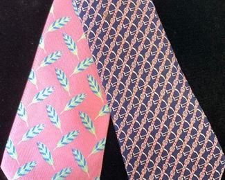 2 HERMÈS PARIS LUXURY SILK Pink Neck Ties, France