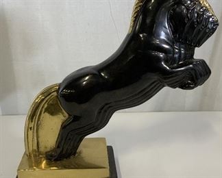 Art Deco Galloping Horses Metal Sculpture