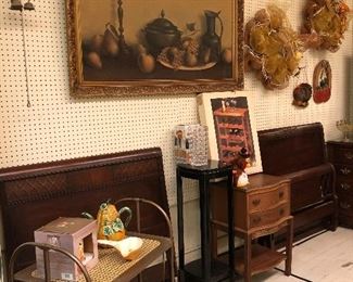 2 Vintage Twin Beds, Night Stand or Side Table