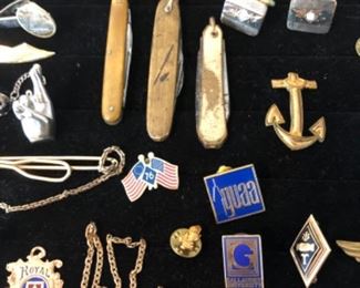 Jewelry, pocket knives, cuff links