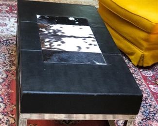 Leather and cowhide coffee table $250