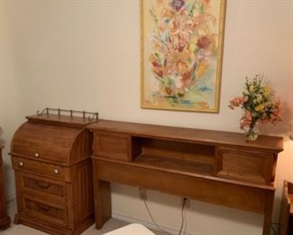 Full Size Headboard with Sliding Storage