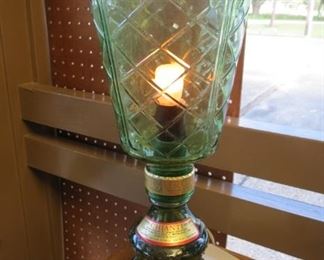 Bardolino green glass desk lamp, made in Burchino, Italy.