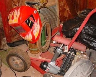 Small welding outfit, plus there is a large acetylene set up, wire welder, and others....PLUS lots of supplies