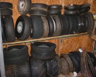SO MANY tires, and wheels, many new and sizes from mowers to trucks