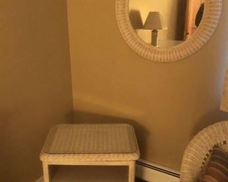 wicker storage table & mirror