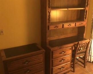 pine dresser and desk w/bookcase