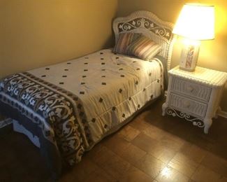 wicker twin bed & nightstand