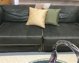 Forest Green Leather Sleeper