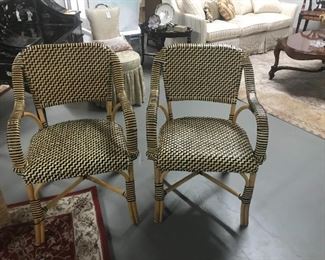 Black and Tan Rattan Chairs (2)